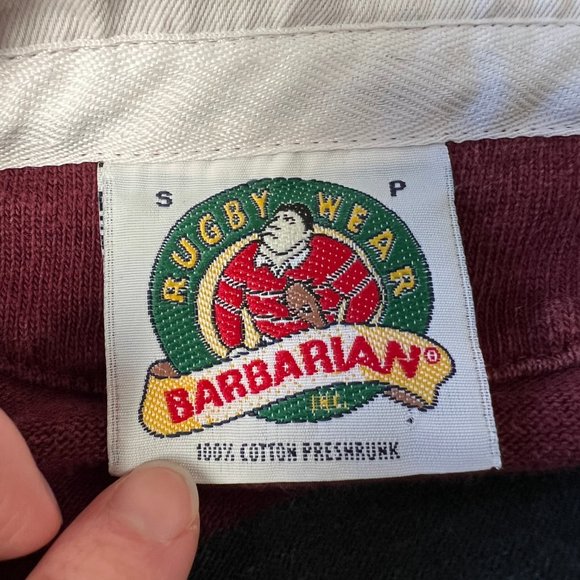 Vintage Rugby Preppy Oversized Color-Block Collared Long Sleeve Barbarian Shirt - Picture 4 of 9